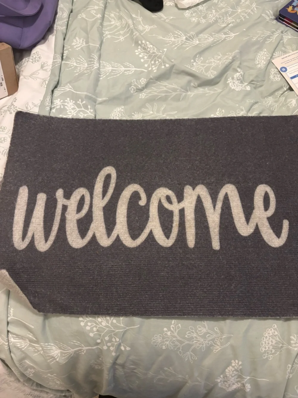 Welcome Doormat Rug - Gray